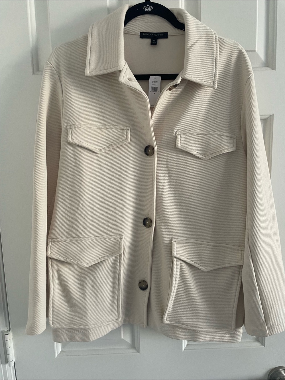 Banana Republic Cream Button-Front Utility Jacket